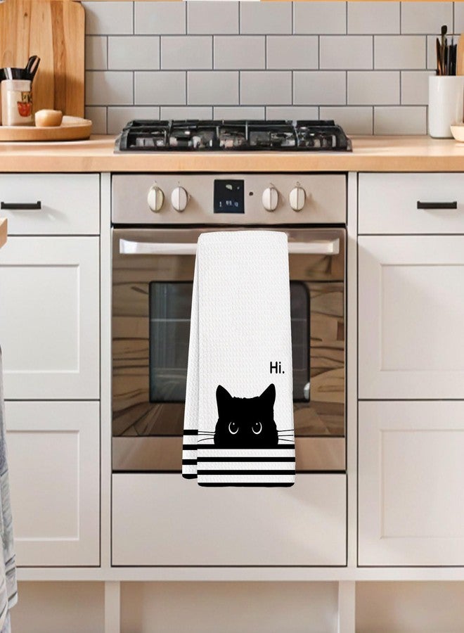 XYDEG Black Cat Gifts Hand Towels for Kitchen Bathroom Decor, Gifts for People Who Love Cats,Cute Waffle Weave Microfiber Dish Towels，16×24 - Image 5